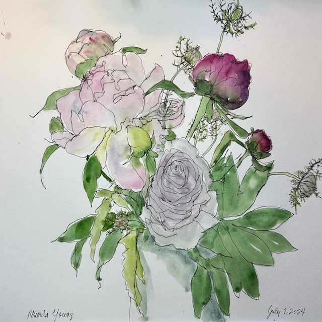 Delwood Peonies and Rose, July 7, 2024 by Rhonda Young, Image 7.