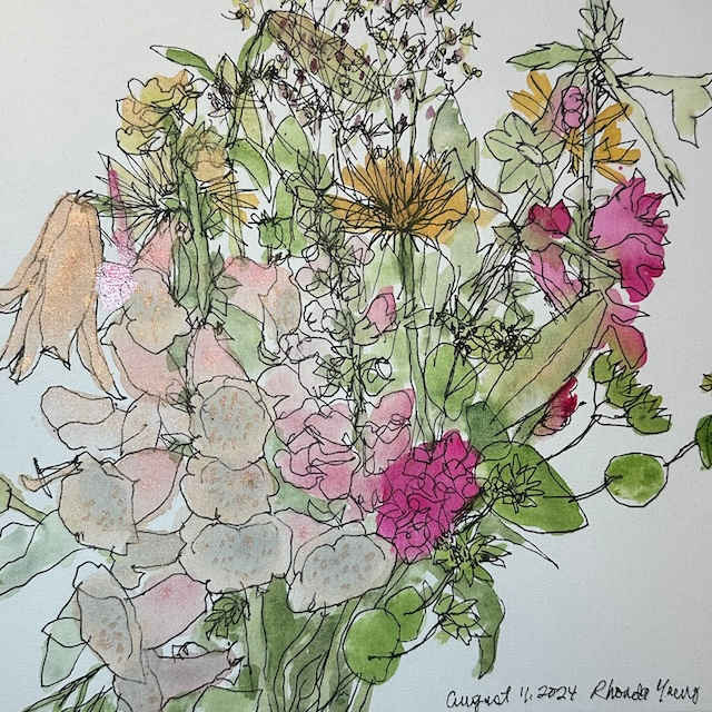 Foxgloves and pink carnations, August 11, 2024 by Rhonda Young, Image 13.