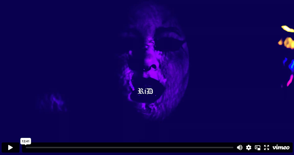 RID by Olivia Camfield, Woodrow Hunt  Image: To view this video artwork, click the embedded file below this image.