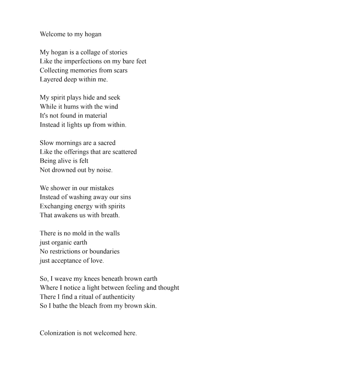 Welcome to my hogan by Laken 