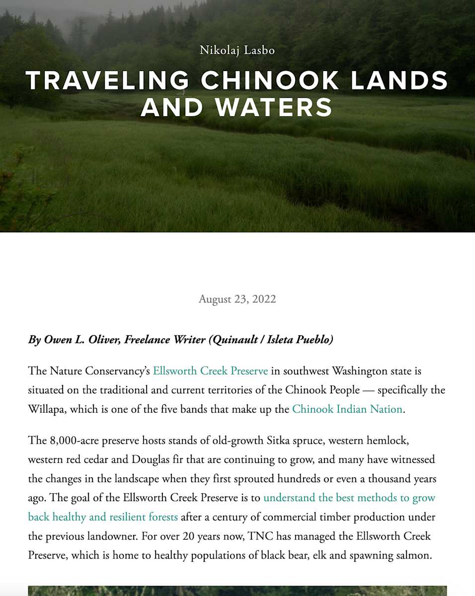 Traveling Chinook Lands and Waters by Owen Oliver 