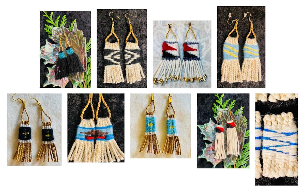 Wool and Cedar Woven Earrings by Michelle Price 