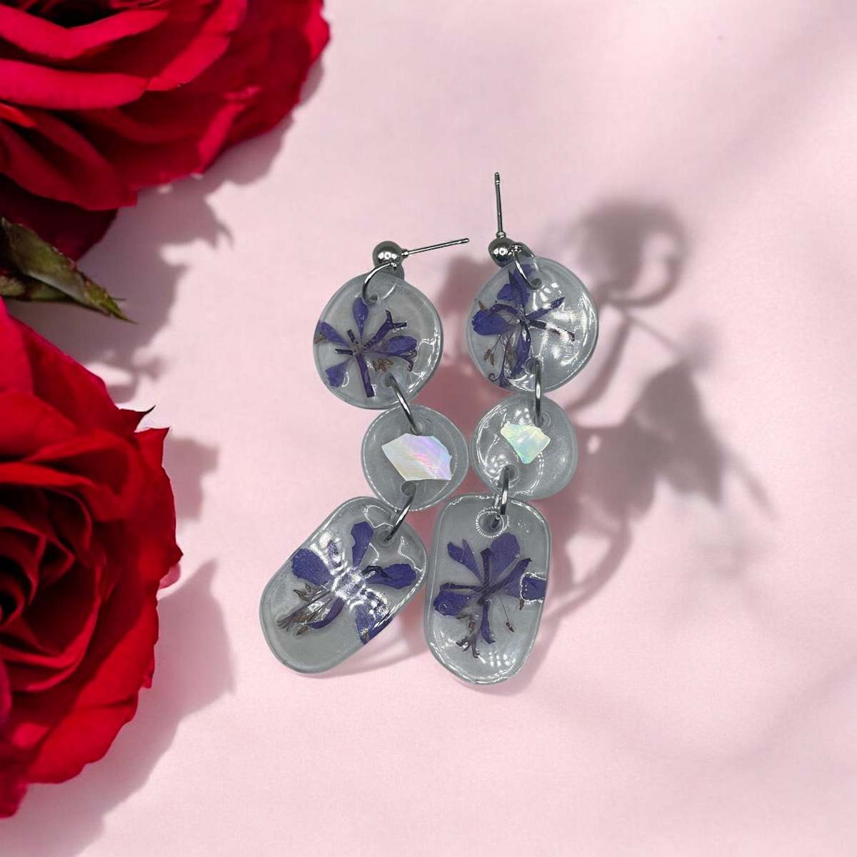 Fireweed and Resin Dangly Earrings by Jenee Redecker 
