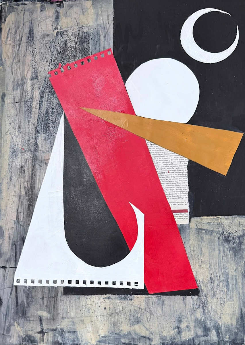 Abstract collage on paper by Phyllis Frazer-Mayer 