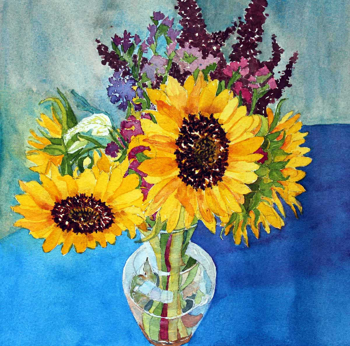 Sunflower on Blue by Hana Aviv, Image 1.