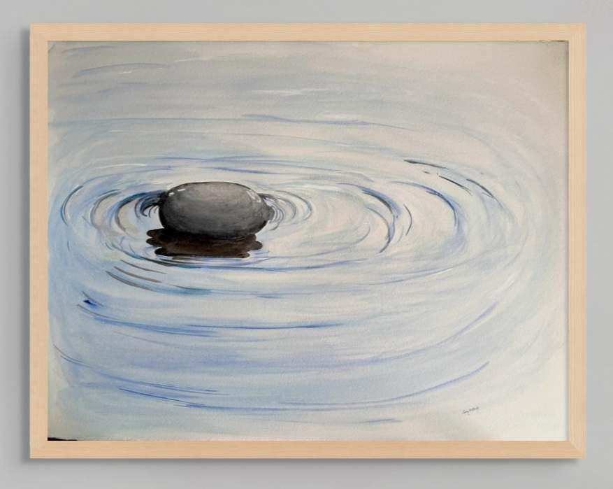Big Ripple by Tracy McCarty  Image: Framed in a natural wood gallery frame, acrylic glazing for lightweight transport