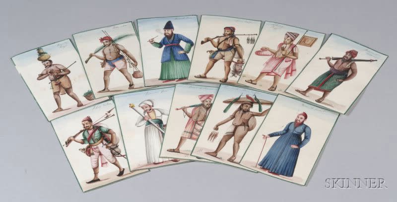 Indian Company School, Eleven Miniature Paintings, 19thC. 