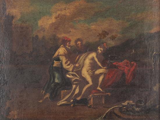 French School, Susanna and the Elders, Oil on Canvas, late 17th/early 18thC 