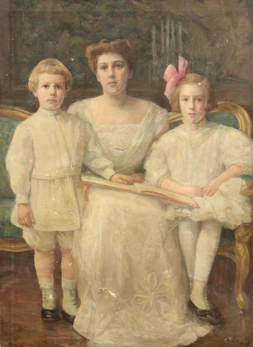 Portrait of a Lady with her Children by Albert Fauley 