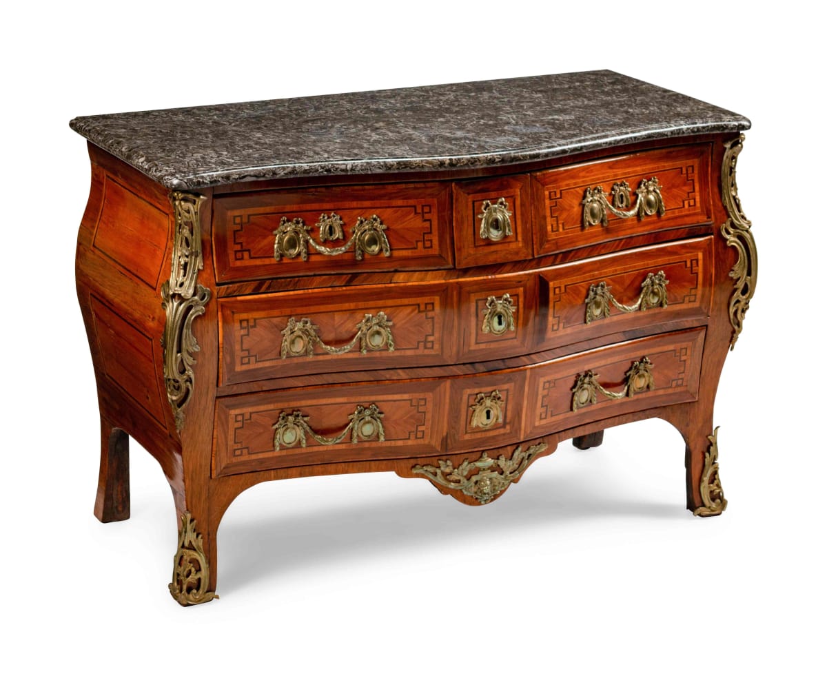 A Gilt-Bronze-Mounted Inlaid Kingwood and Bois de Rose Commode by E Kahn 