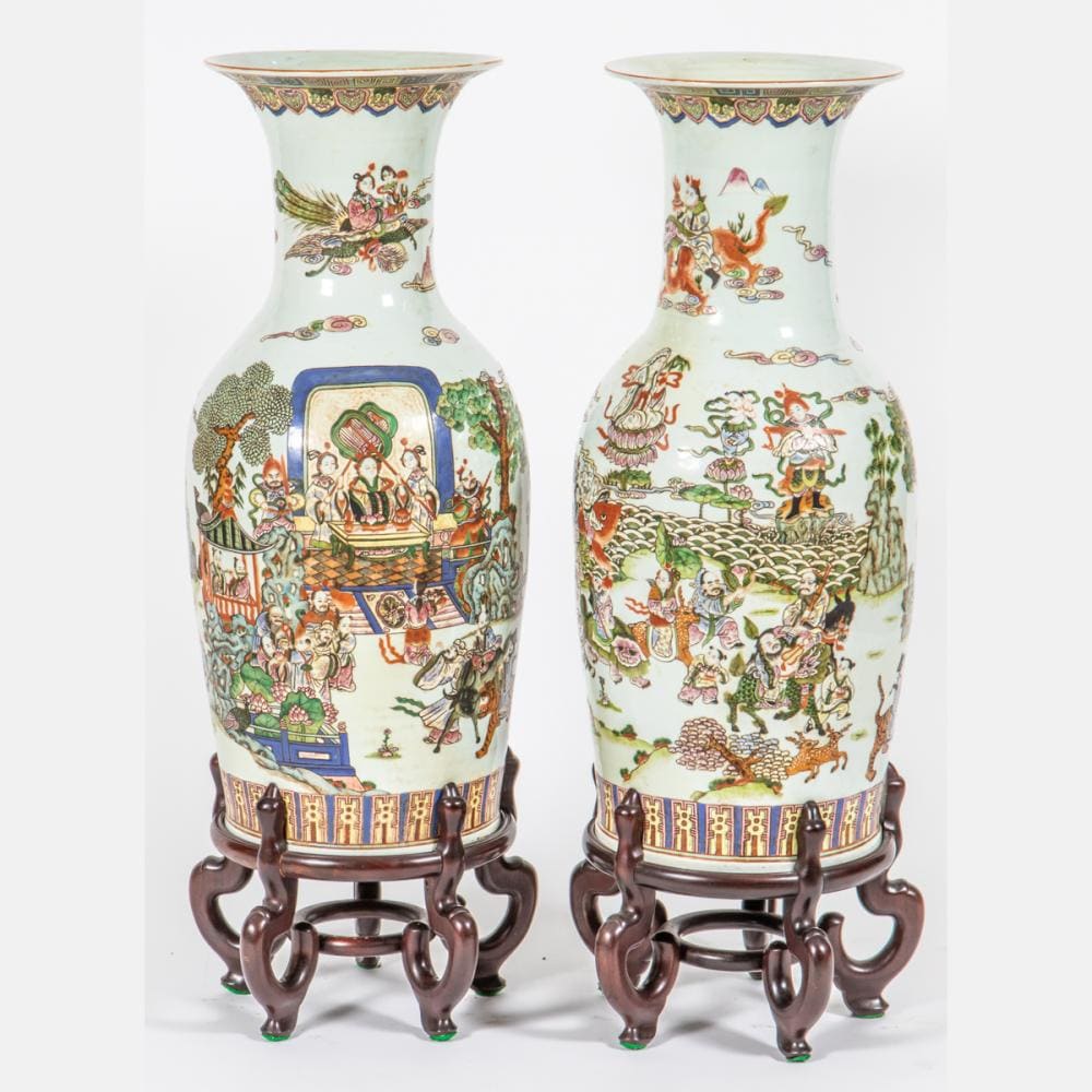 Chinese Palace Vases in Famille Verte, 20thC 