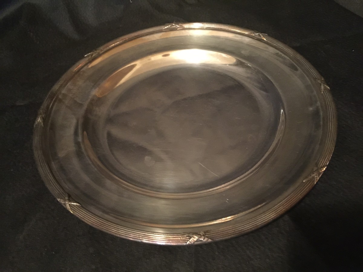 French, Silver Plated Underplate with Rubans Croises Motif 