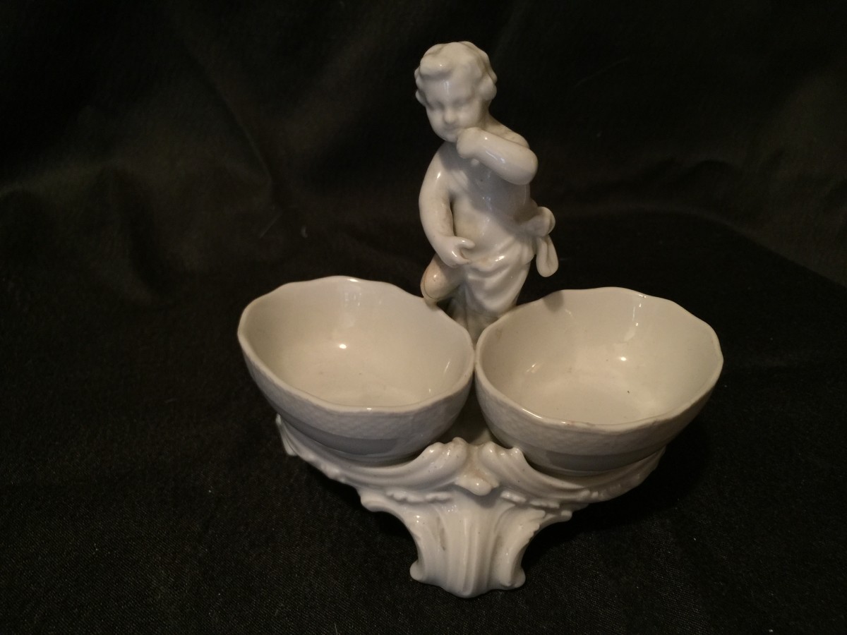 KPM Berlin, Salt with Putto in Blanc de Chine 