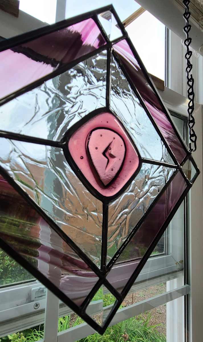 Lavender Guitar Pick Kiln Carve Panel by Wendling Glass Creations 