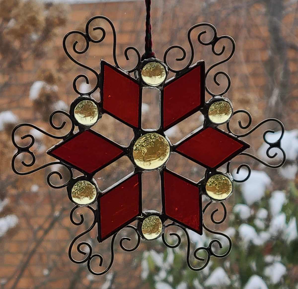 Orange / Amber Showflake by Wendling Glass Creations 