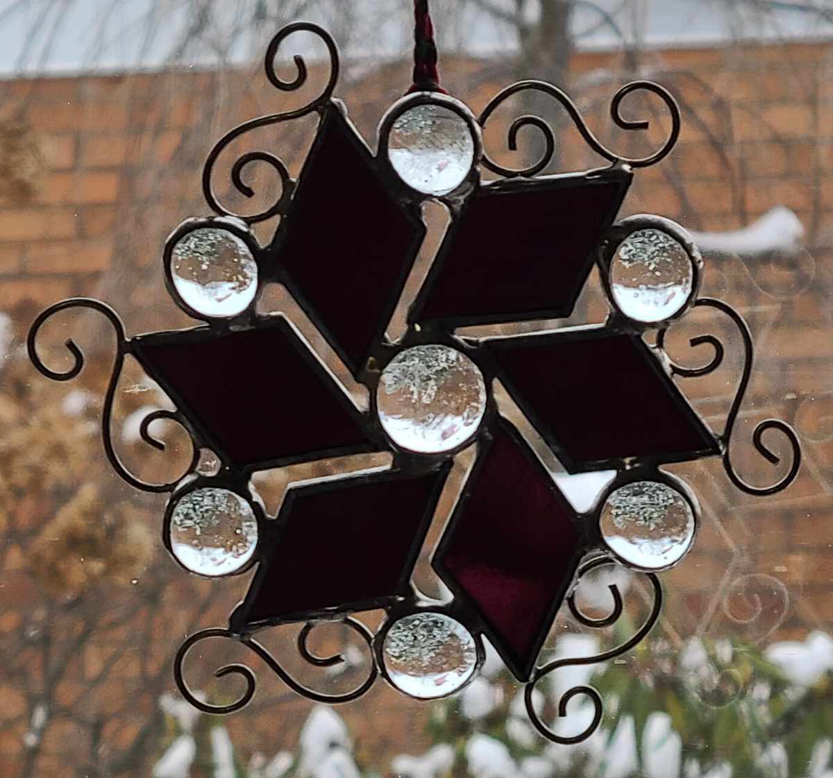 Burgundy Snowflake by Wendling Glass Creations 
