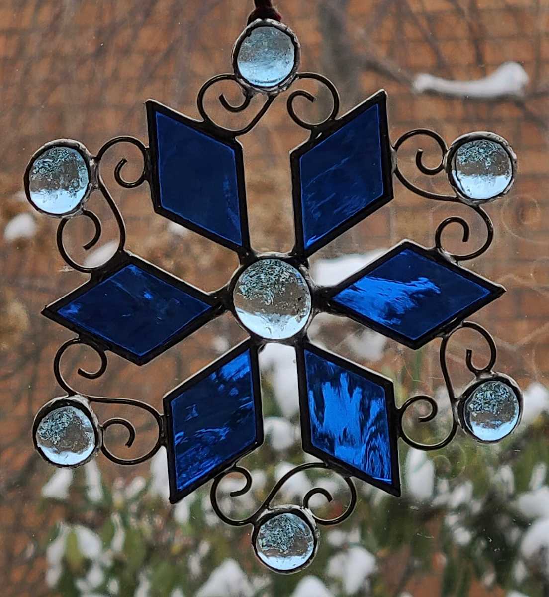 Dark Blue / Light Blue Snowflake by Wendling Glass Creations 