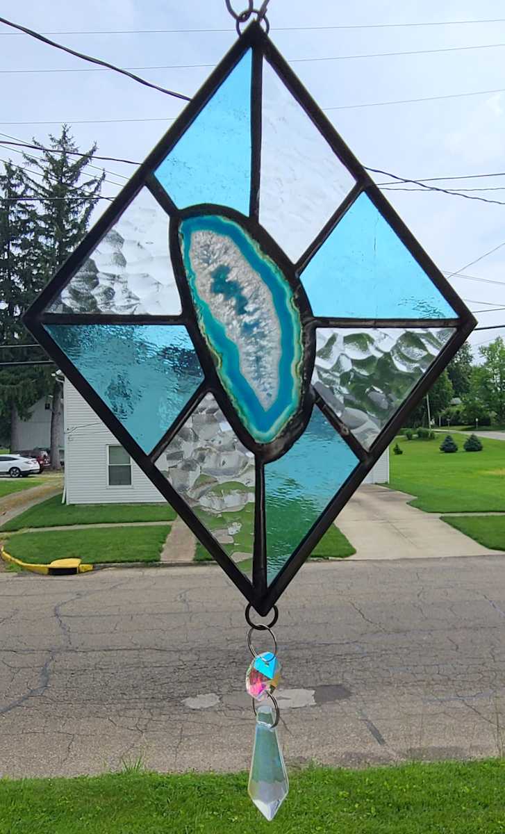 Agate Geode Panel - Cyan by Wendling Glass Creations, Image 1.