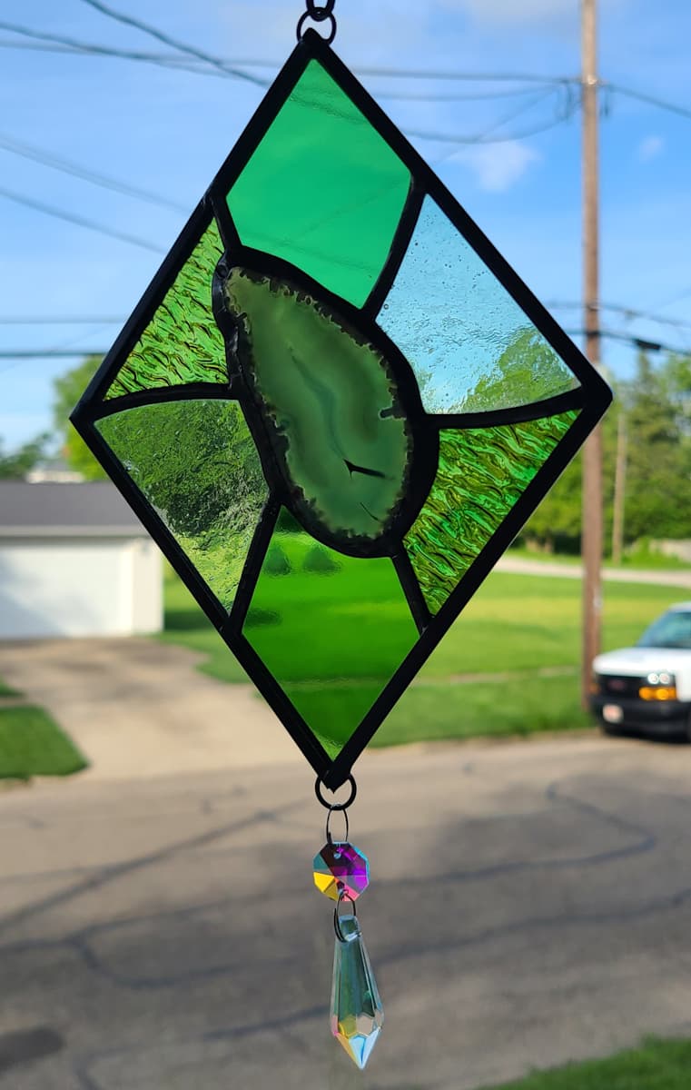 Agate Geode Panel - Green by Wendling Glass Creations 