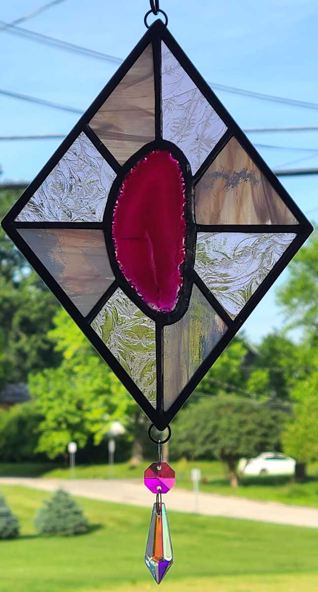 Agate Geode Panel - Pink by Wendling Glass Creations 