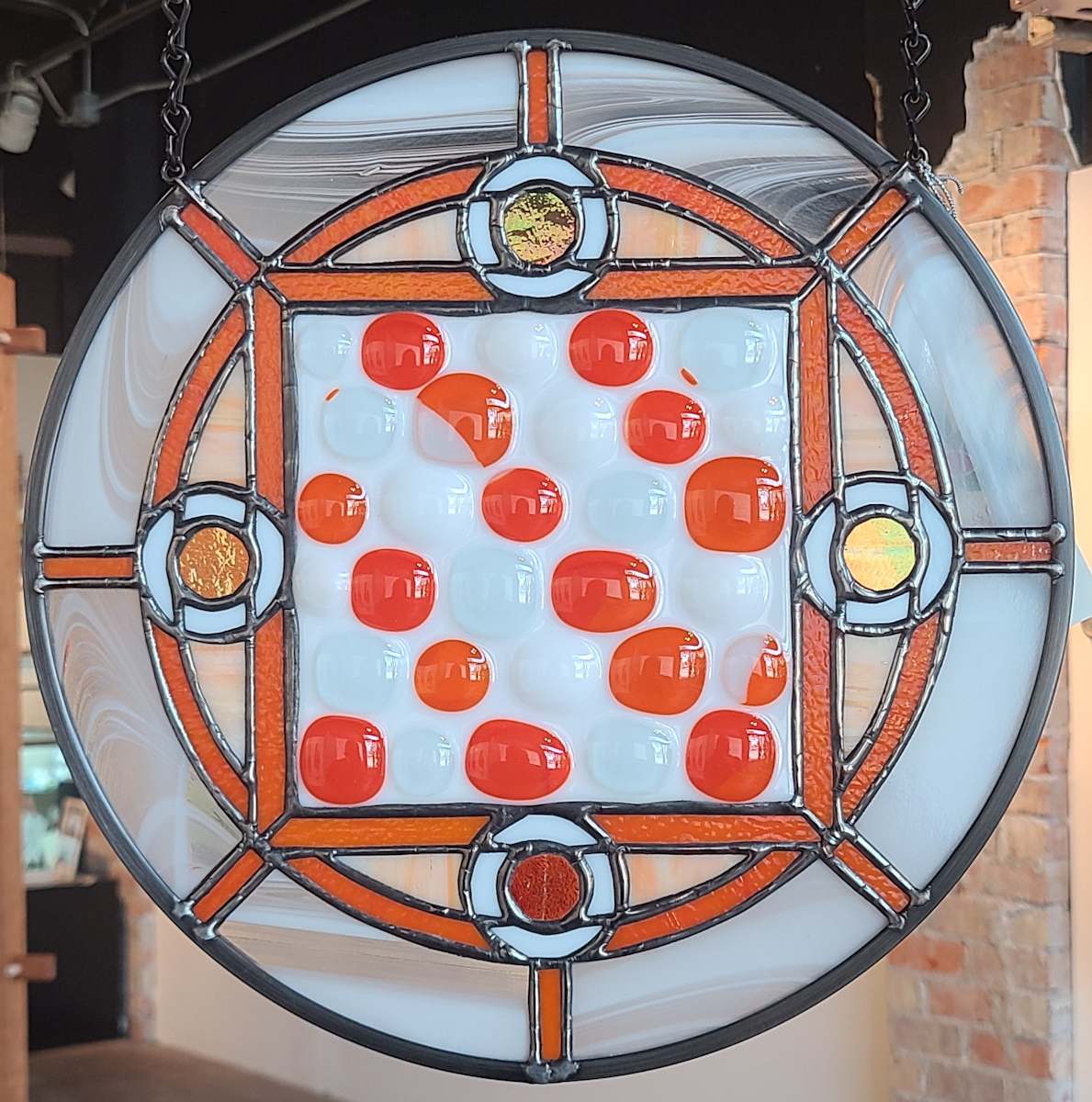 Orange Checkers by Wendling Glass Creations 