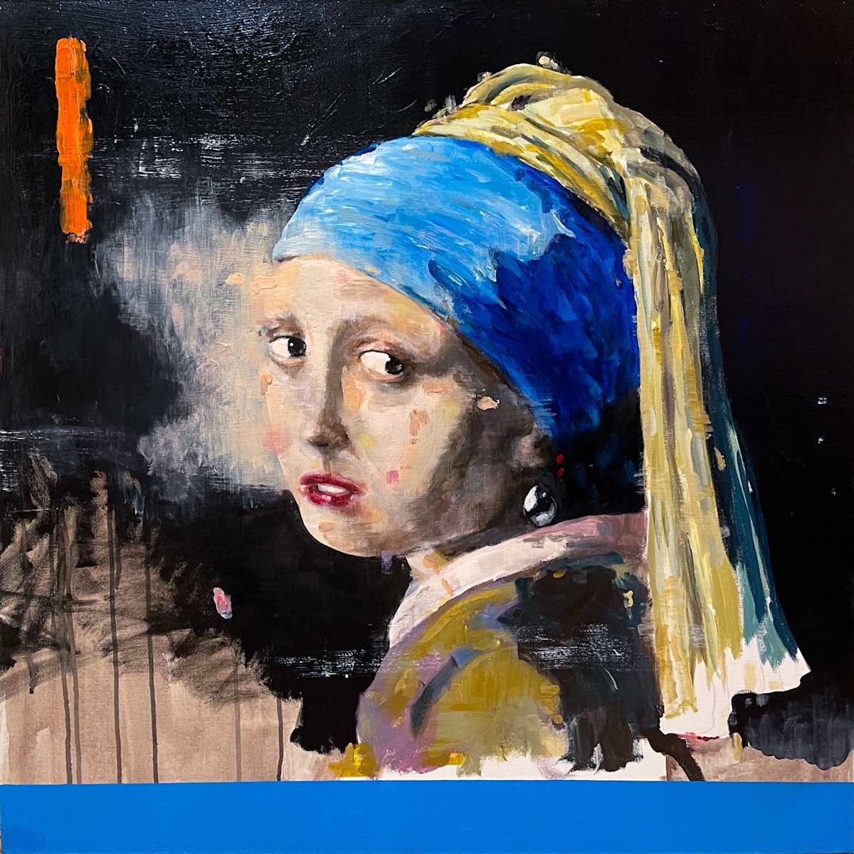 Girl With A Pearl Earring (With Blue Stripe) by Christopher Babb 