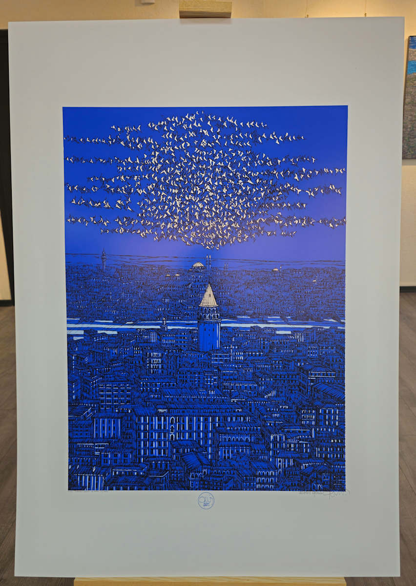 İstanbul; Galata Serigrafi Orijinal Islak İmzalı by Devrim Erbil 