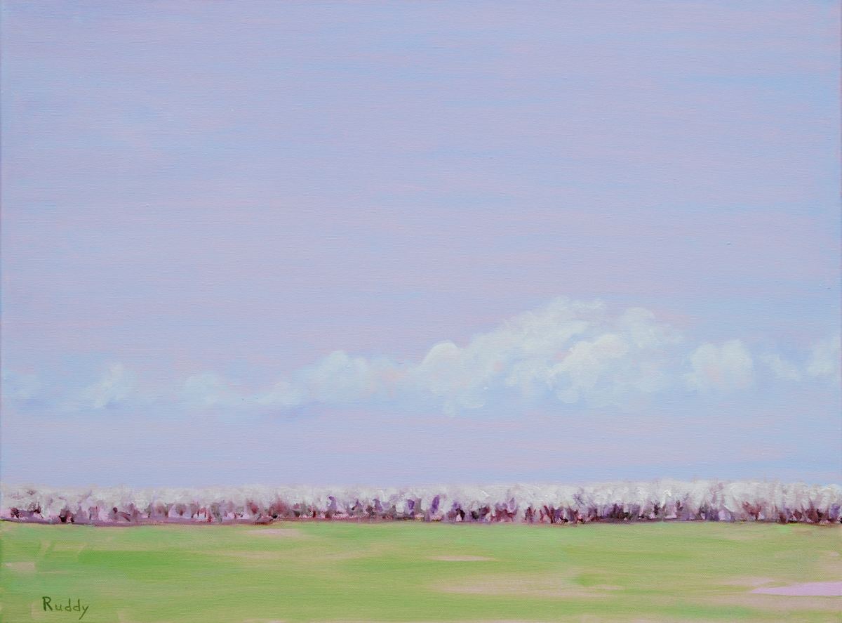Clouds Over the Almond Trees by Sally Ruddy 
