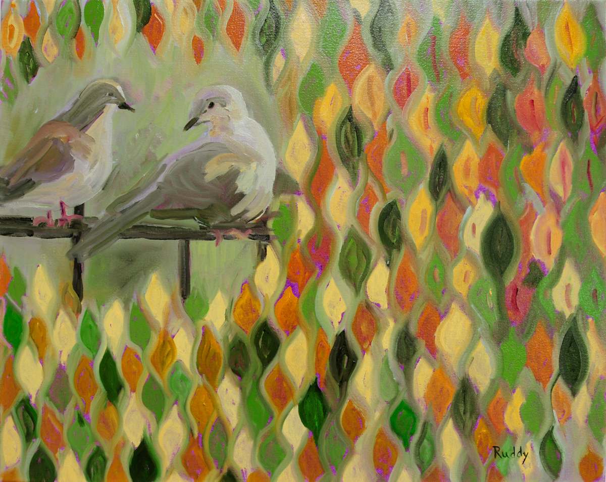 Harlequin Doves by Sally Ruddy 