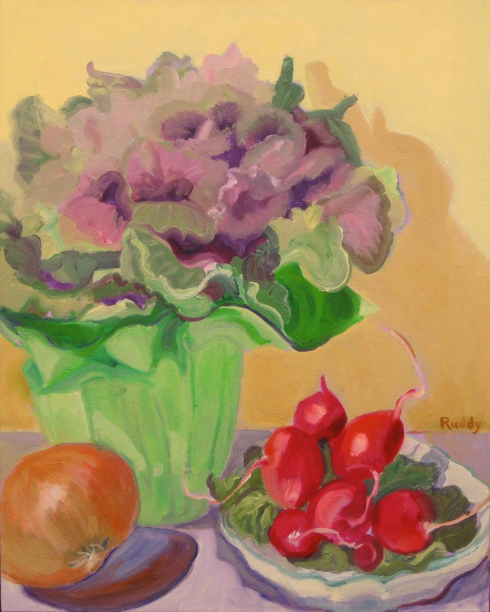Radishes and Cabbage Plant by Sally Ruddy 