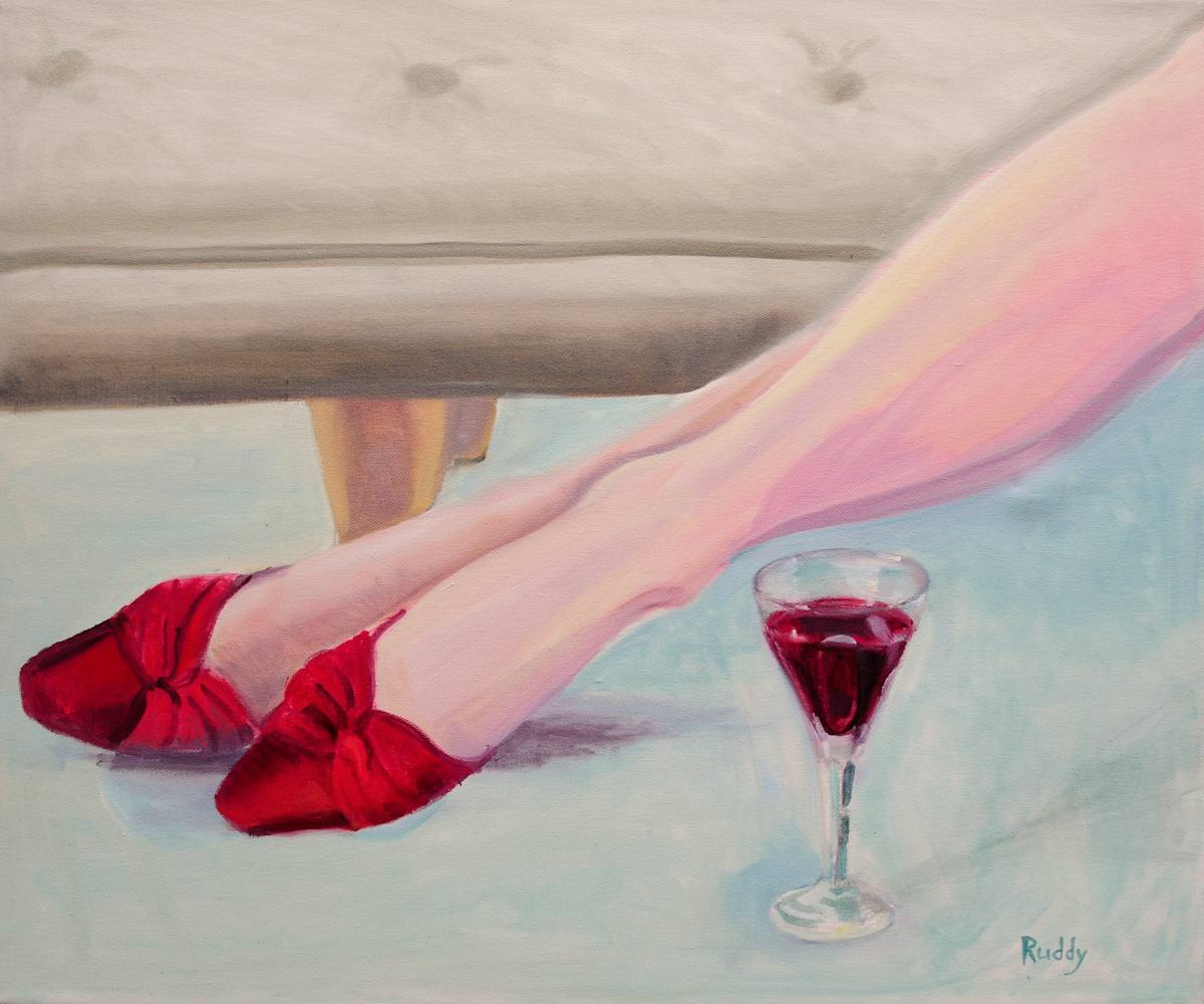 Red Shoes and Red Wine by Sally Ruddy 