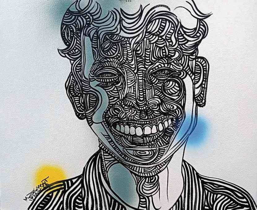Portrait of Win Pe Myint (2025) by Myat Kyawt 