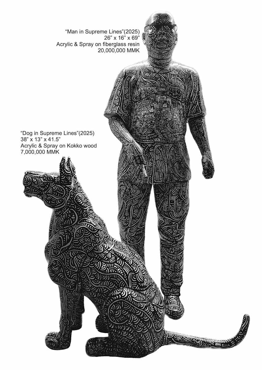Dog in Supreme Lines (2025) by Myat Kyawt, Image 1.