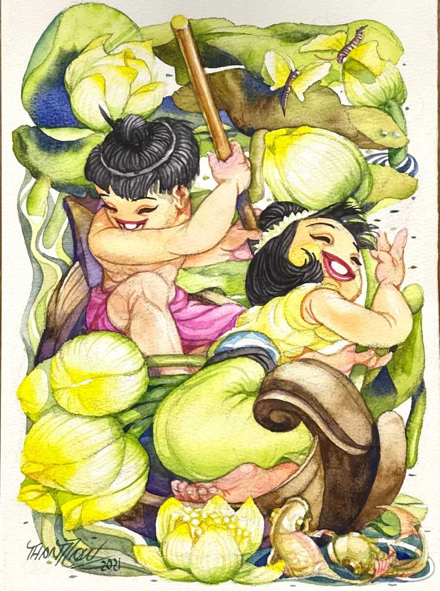 Rowing in the Lotus Pond (2021) by Thant Zaw 