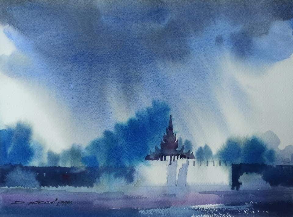 Rain over Mandalay Moat (2021) by Zarni 