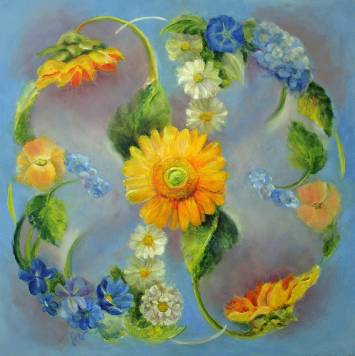 Flower Mandala #5, Here Comes the Sun by Julia Watson 