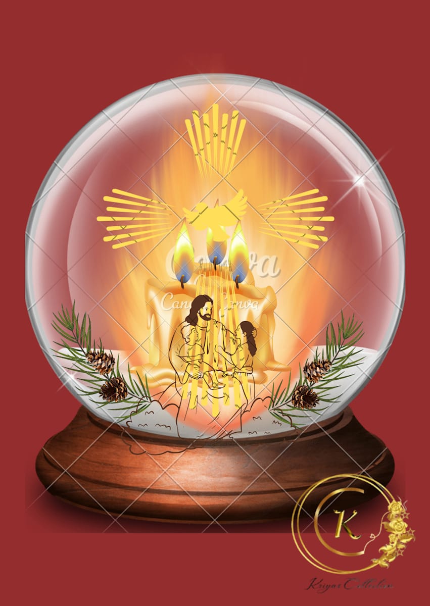 Christmas Crystal Ball Series (5 variations) by Kriyas Collection  Image: Christmas Crystal Ball - 01 - Golden Cross Glow