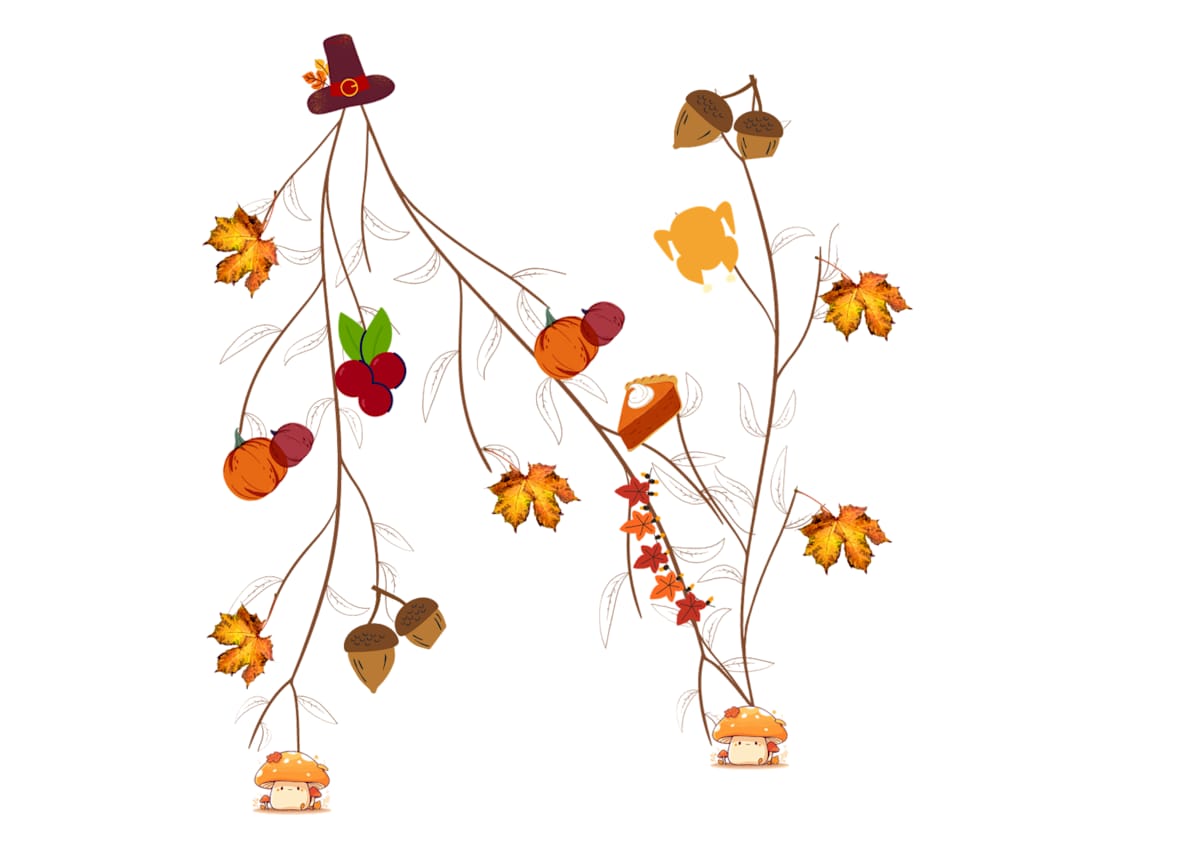 08.Thanksgiving Theme - Alphabets by Kriyas Collection  Image: "N" Thanksgiving Theme - alphabets