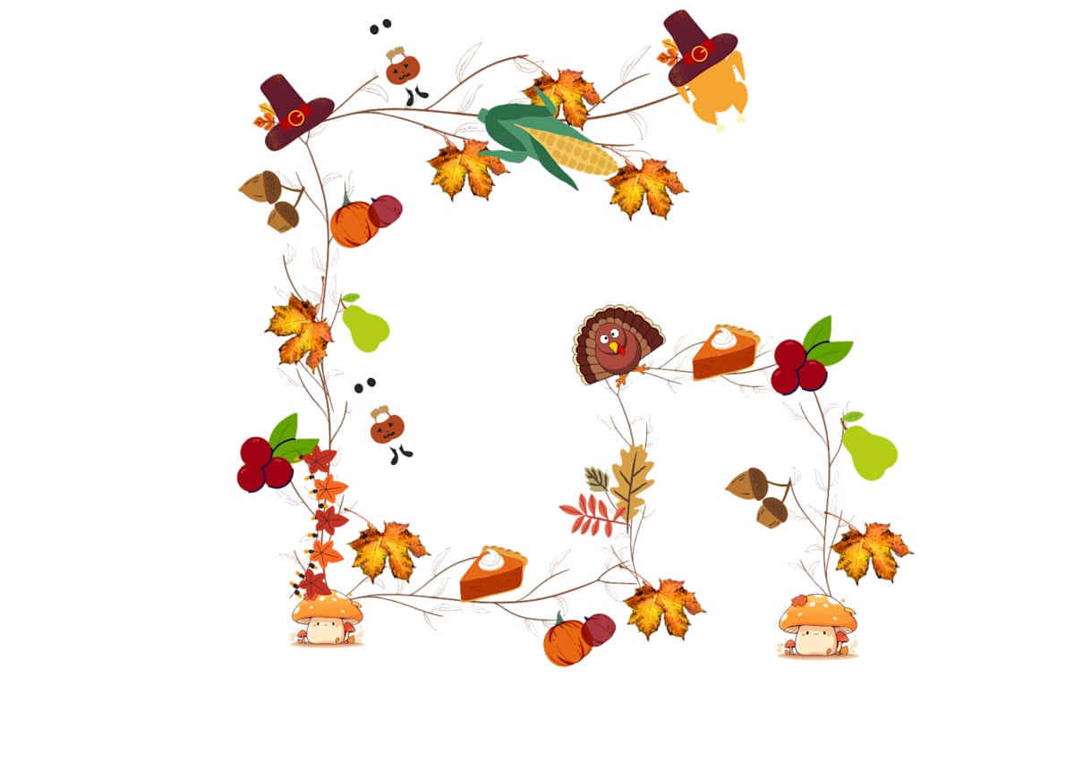 07.Thanksgiving Theme - Alphabets by Kriyas Collection  Image: "G" - Thanksgiving Theme - Alphabets
