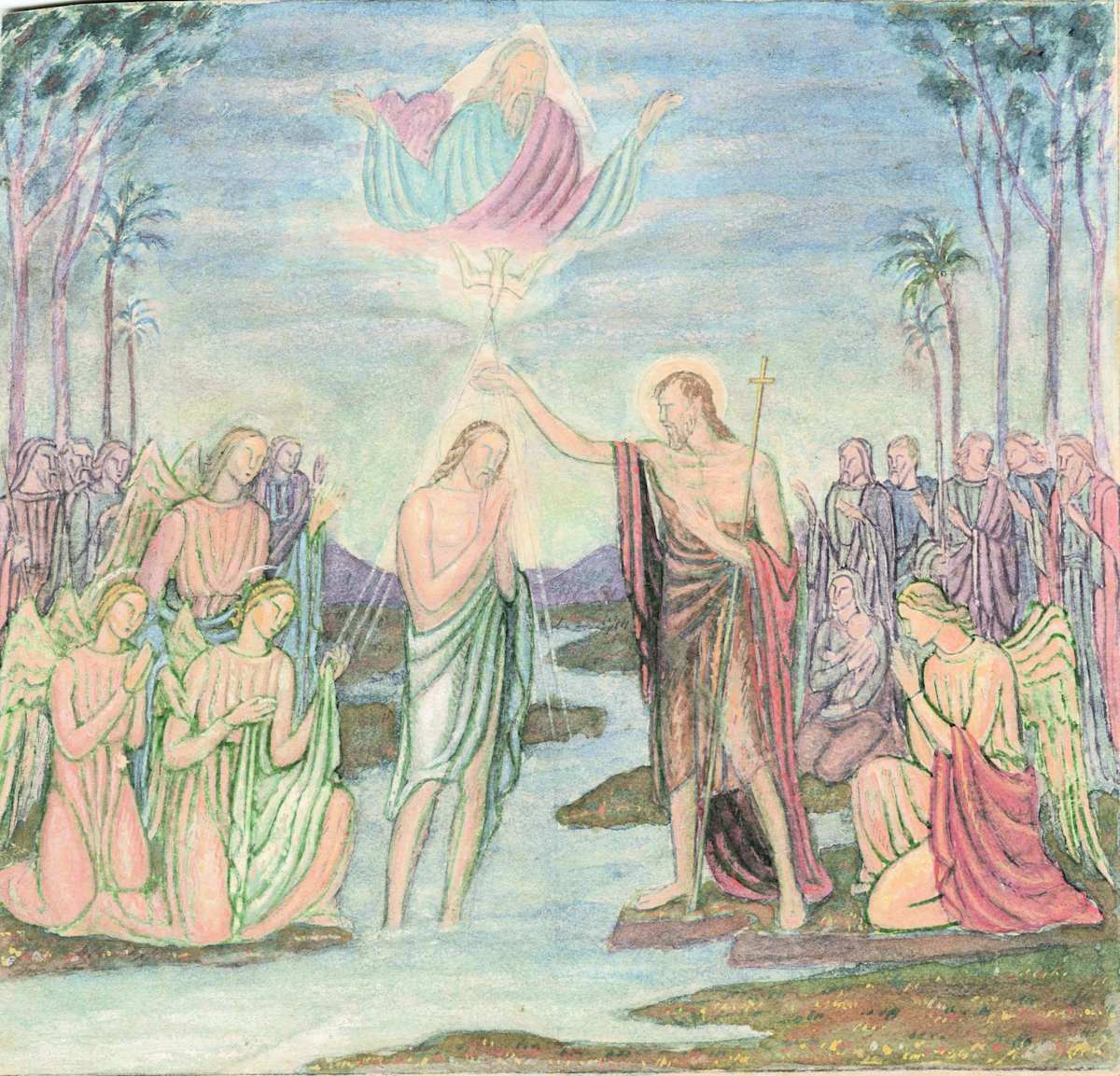 Battesimo di Gesù - bozzetto by Salvatore Cascone  Image: bozzetto a colori