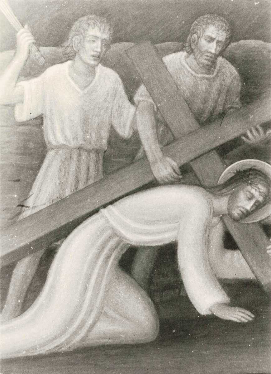 Gesù cade per la prima volta (via crucis stazione n.3) by Salvatore Cascone  Image: Via Crucis. Chiesa di Santa Maria delle Scale di Ragusa.