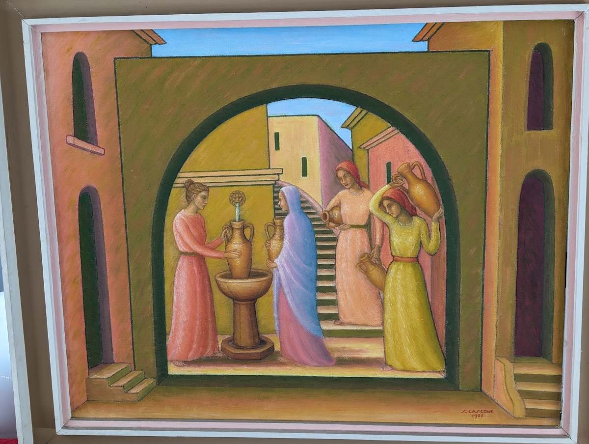 Donne alla fontana (1977) by Salvatore Cascone  Image: Collezione privata