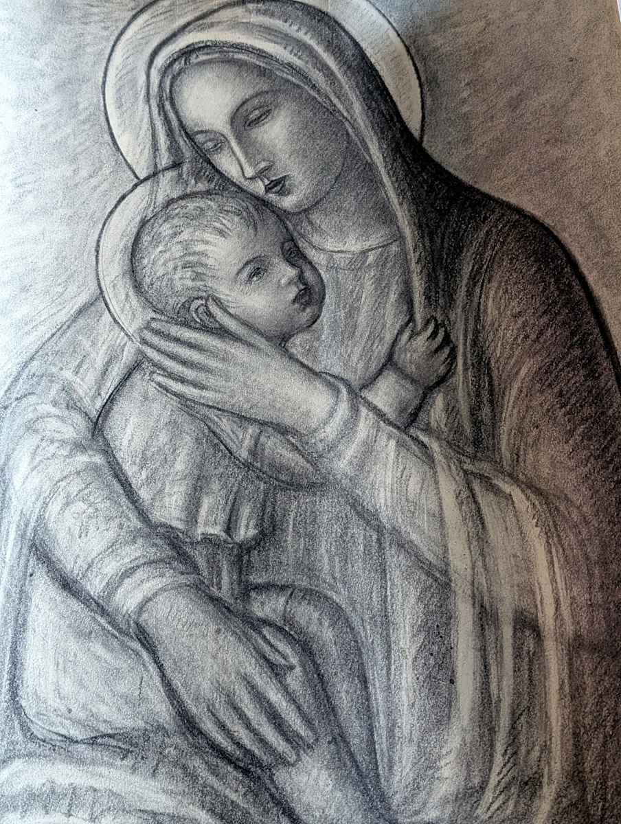 Madonna con Bambino. Disegno a matita (11) by Salvatore Cascone 