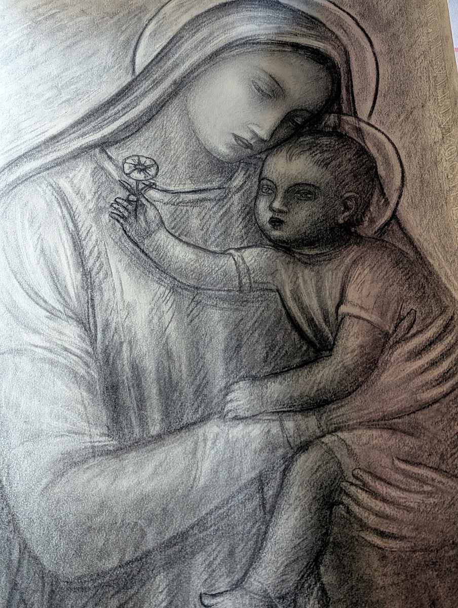 Madonna con Bambino. Disegno a matita (10) by Salvatore Cascone 