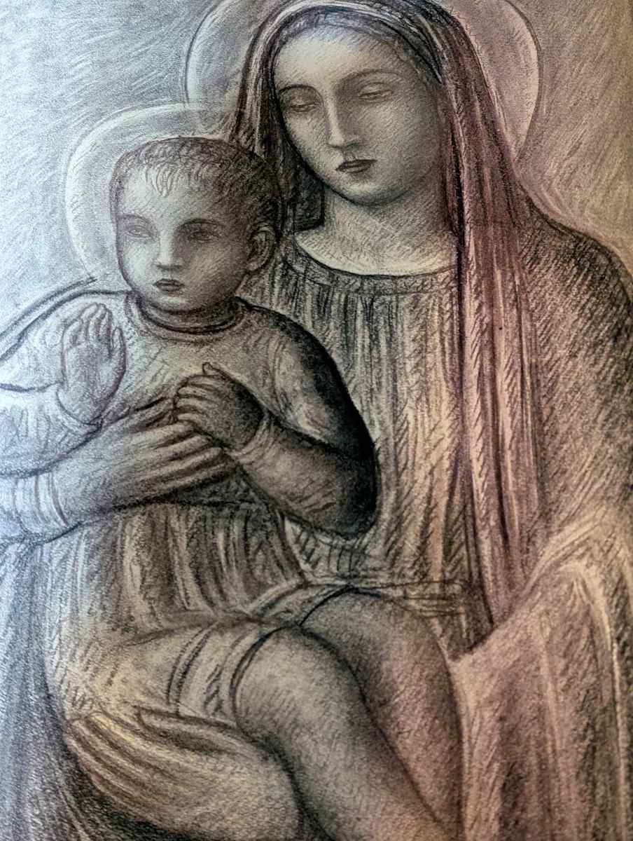 Madonna con Bambino. Disegno a matita (9) by Salvatore Cascone 