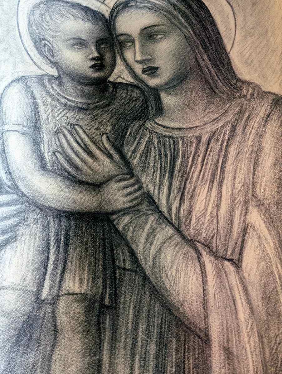 Madonna con Bambino. Disegno a matita (7) by Salvatore Cascone 