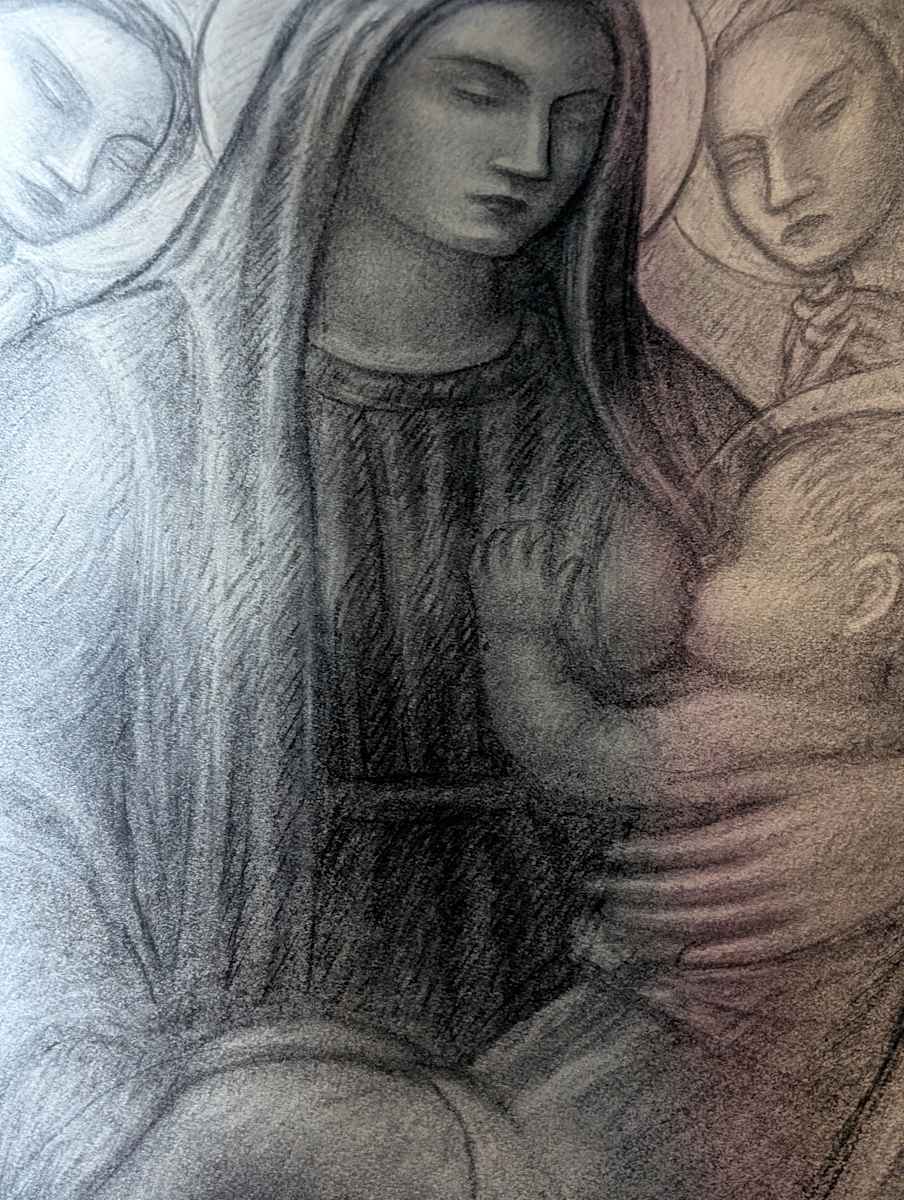 Madonna con Bambino. Disegno a matita (4) by Salvatore Cascone 