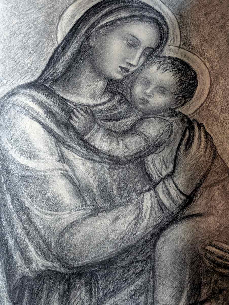 Madonna con Bambino. Disegno a matita (3) by Salvatore Cascone 