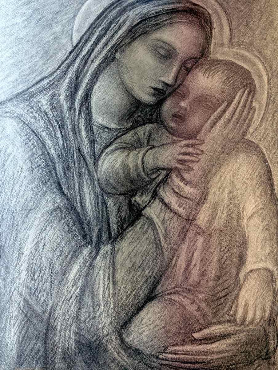 Madonna con Bambino. Disegno a matita (2) by Salvatore Cascone 