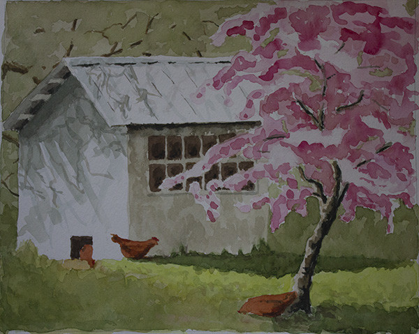 Crabapple Tree and Coop by Robin Edmundson 